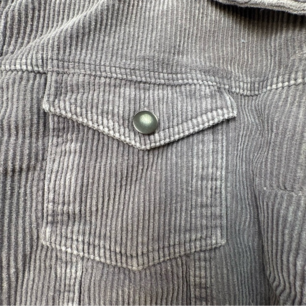 POL Heather Gray Corduroy Jacket Cropped Fringed Hem Oversized 100% Cotton - Picture 8 of 13